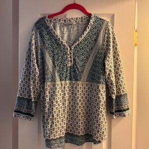 Orvis Blue and White Patterned Top